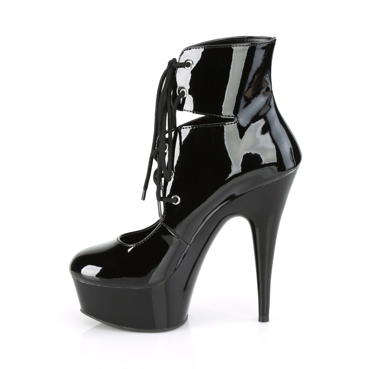 6" Heel, 1 3/4" PF Lace-Up Front Ankle Bootie (Pleaser DEL600-22/B/M)
