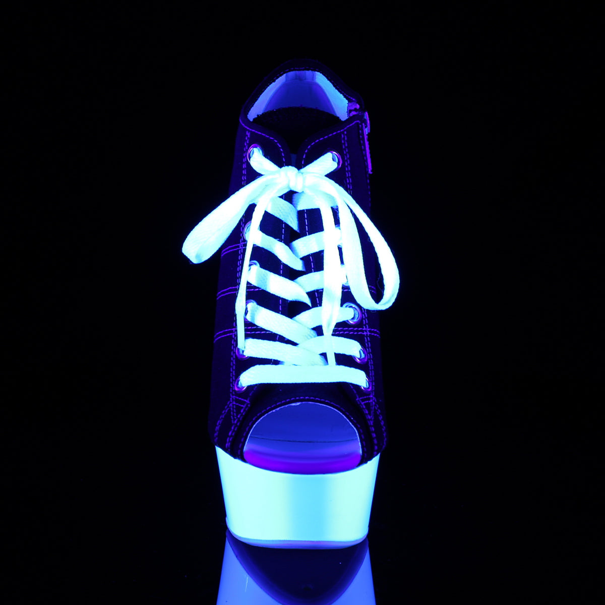 *6" Heel, 1 3/4" P/F Open Toe Sneaker, Side Zip (Pleaser DEL600SK-01/BCA/NW)