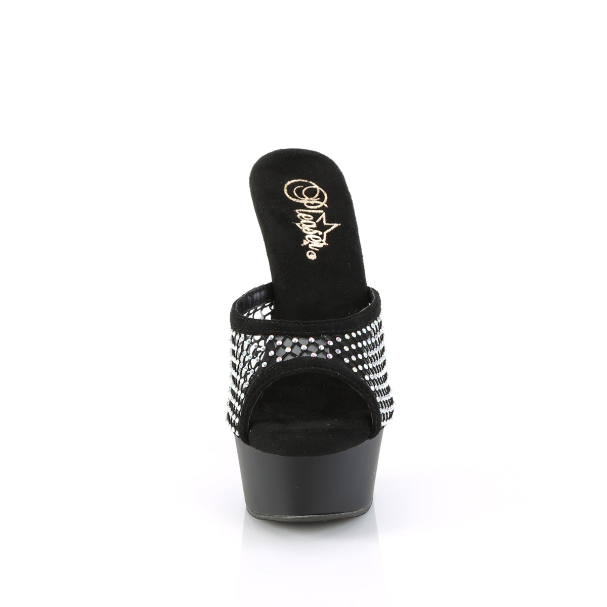 6" Heel, 1 3/4" PF Rhinestone Mesh Slide (Pleaser DEL601-6RM/BFS-RS/M)