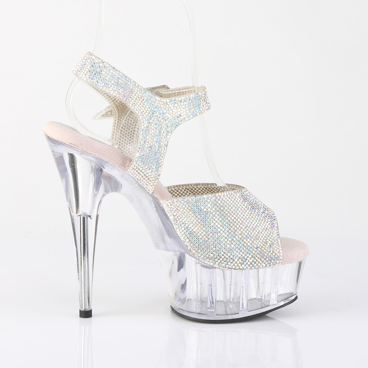 6" Heel, 1 3/4" PF RS Embellished Ankle Strap Sandal (Pleaser DEL608N-RS/SRS-TPU/C)