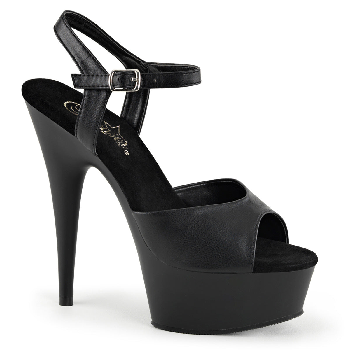 6" Heel, 1 3/4" PF Ankle Strap Sandal (Pleaser DEL609/B/M)