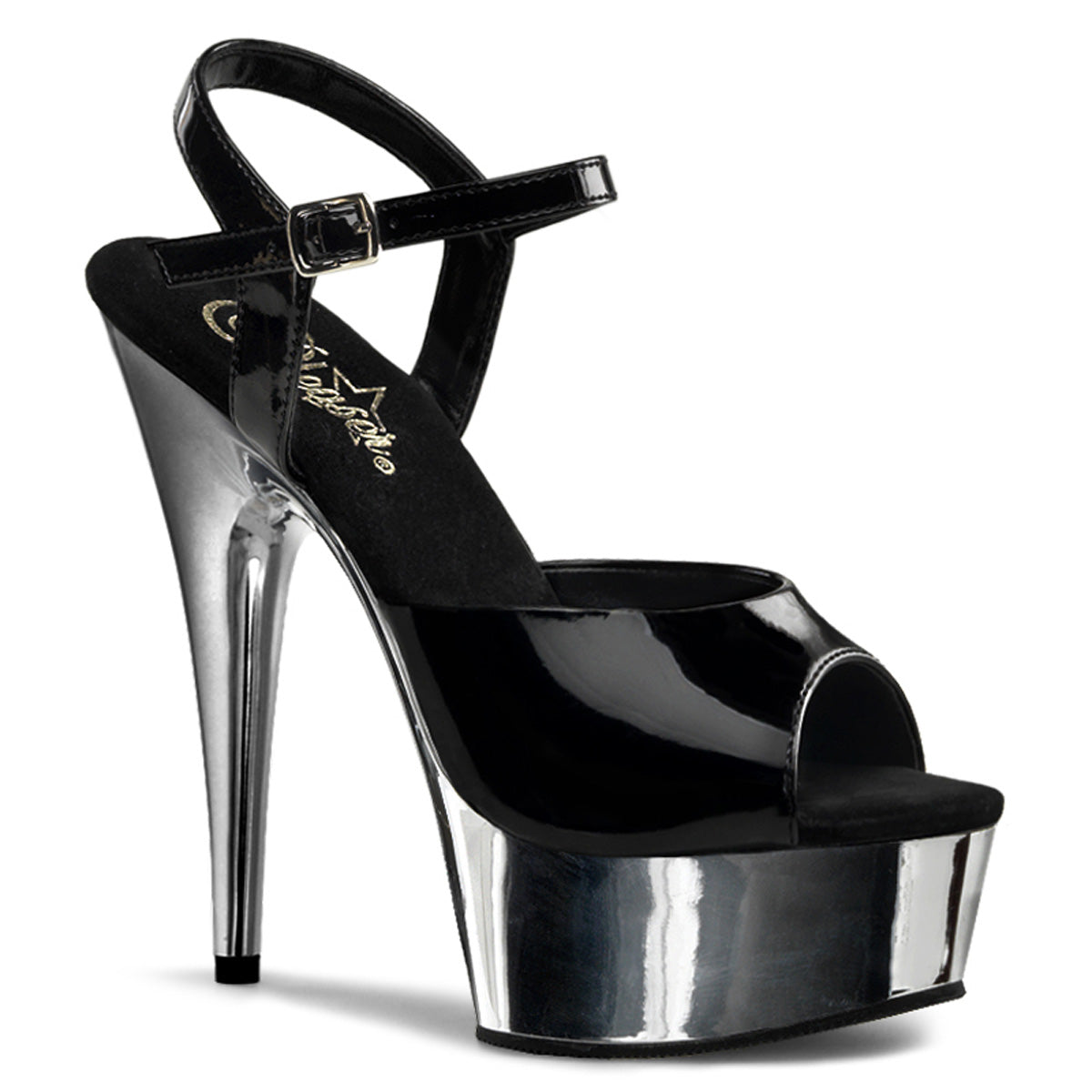 6" Heel, 1 3/4" PF Ankle Strap Sandal (Pleaser DEL609/B/M)