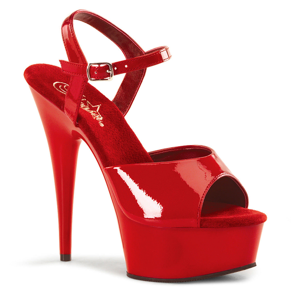 6" Heel, 1 3/4" PF Ankle Strap Sandal (Pleaser DEL609/B/M)
