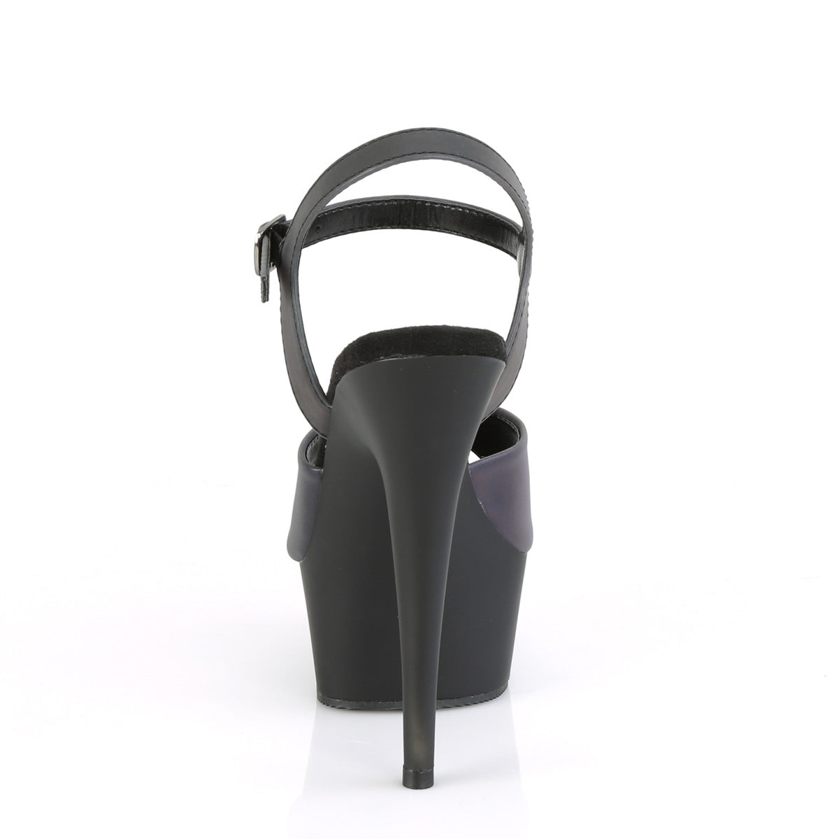 *6" Heel, 1 3/4" PF Ankle Strap Sandal w/Reflective Effect (Pleaser DEL609REFL/GNREFL/B)