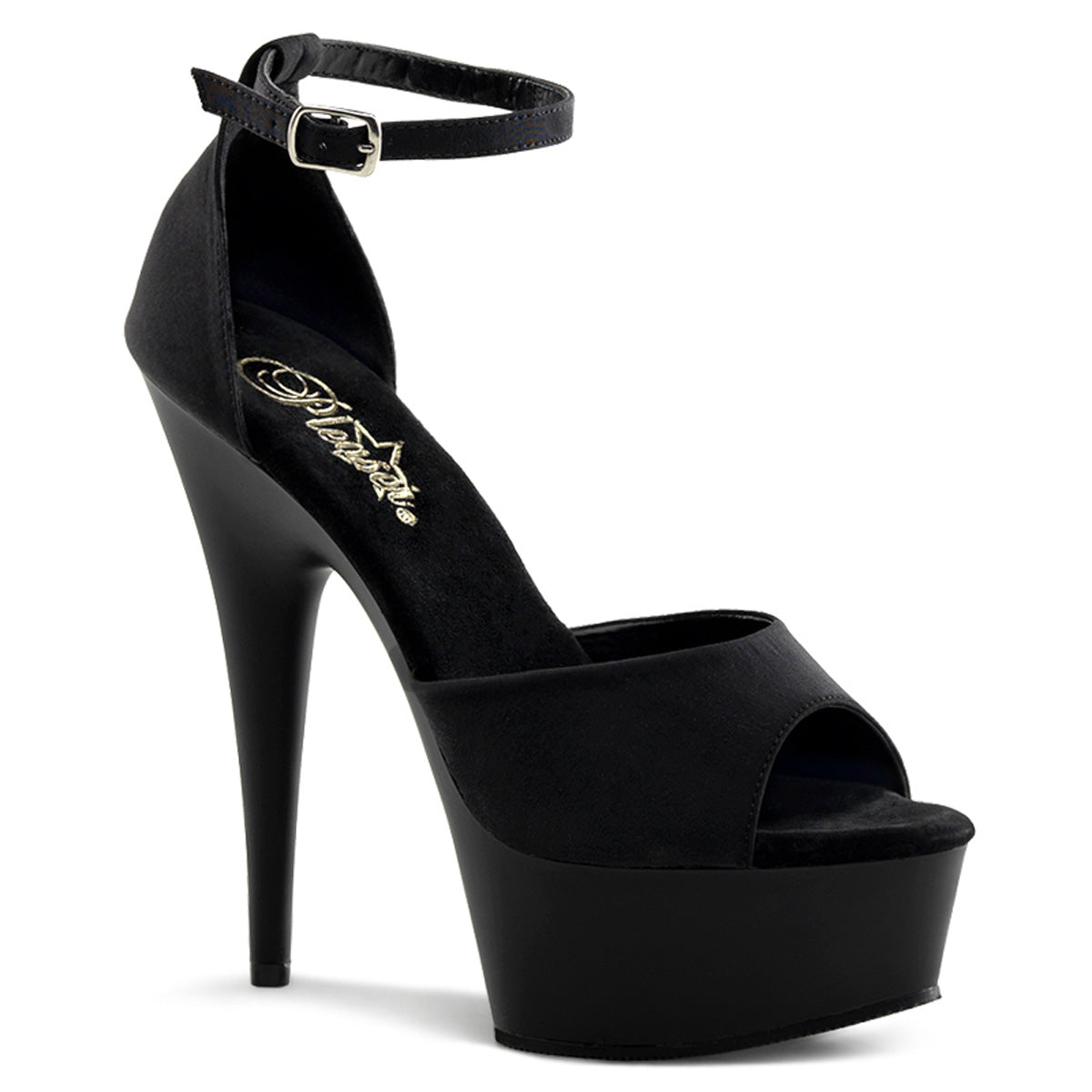 *6" Heel, 1 3/4" PF Close Back Ankle Strap D' Orsay Sandal (Pleaser DEL618PS/BPS/M)