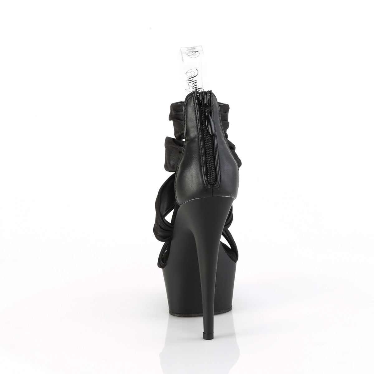 6" Heel, 1 3/4" PF Ruched Ankle Strap Sandal, Back Zip (Pleaser DEL620/BPUFA/M)