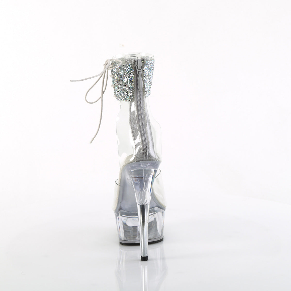 *6" Heel, 1 3/4" PF RS Ankle Cuff Sandal, Back Zip (Pleaser DEL624RS-02/C-SRS/C)
