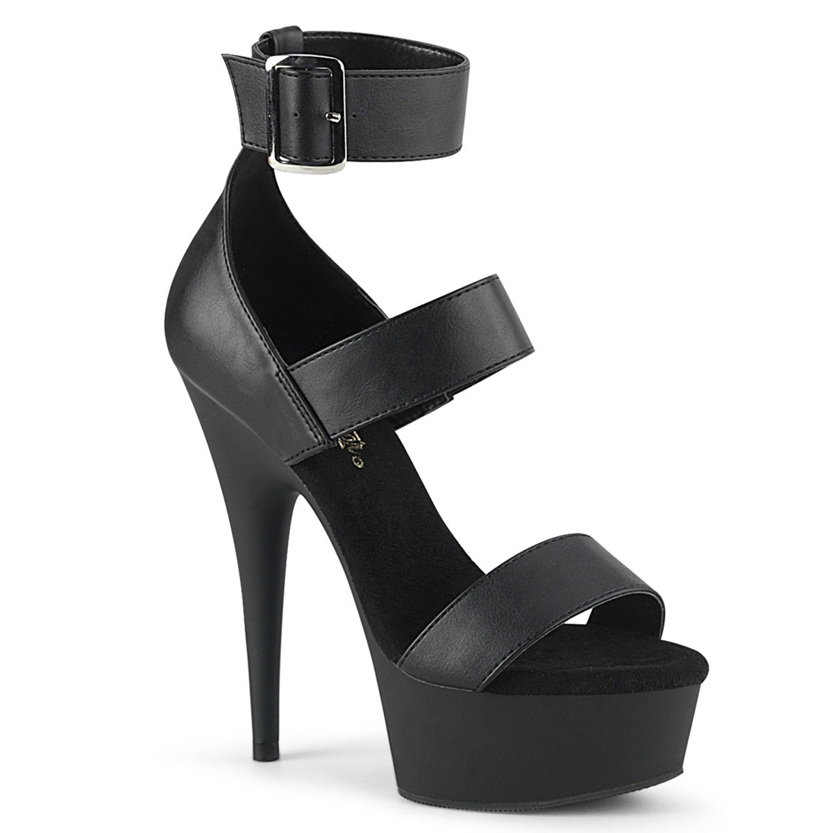 *6" Heel,1 3/4" PF Close Back Triple Band Ankle Strap Sandal (Pleaser DEL629/BPU/M)