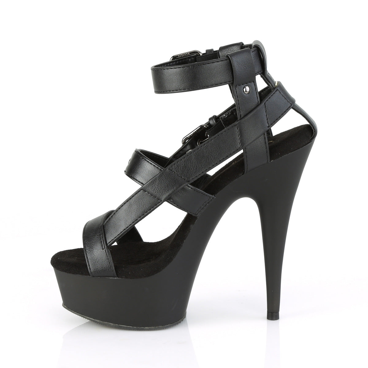 *6" Heel, 1 3/4" PF Gladiator Sandal (Pleaser DEL637/BPU/M)