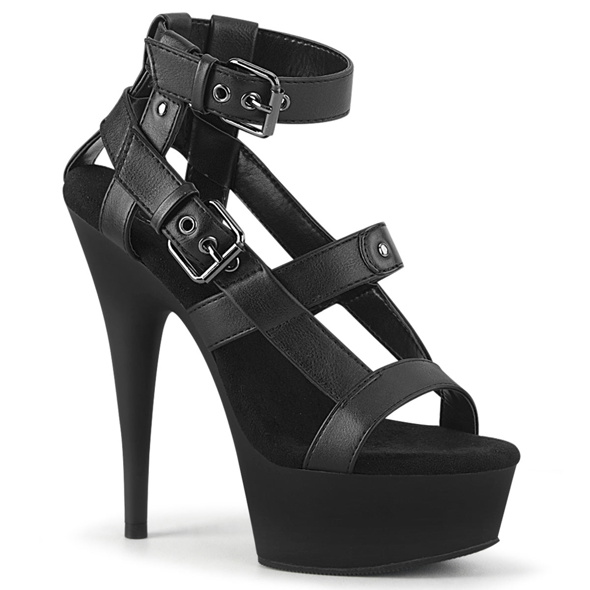 *6" Heel, 1 3/4" PF Gladiator Sandal (Pleaser DEL637/BPU/M)