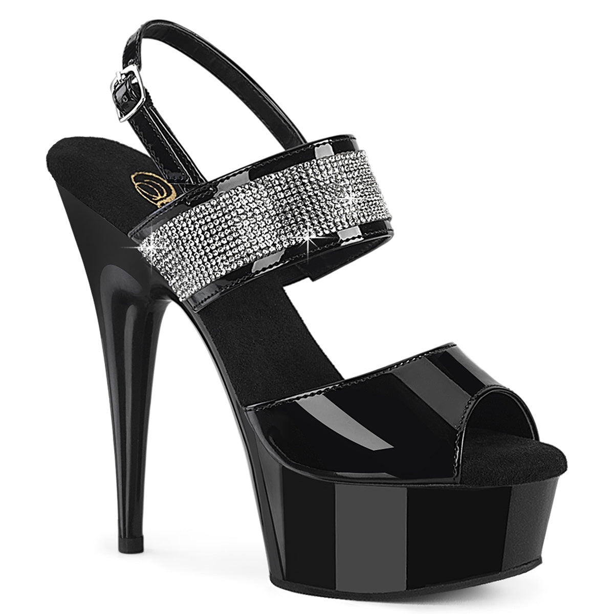 6" Heel, 1 3/4" PF Sling Back Ankle Strap Sandal (Pleaser DEL639/B/M)