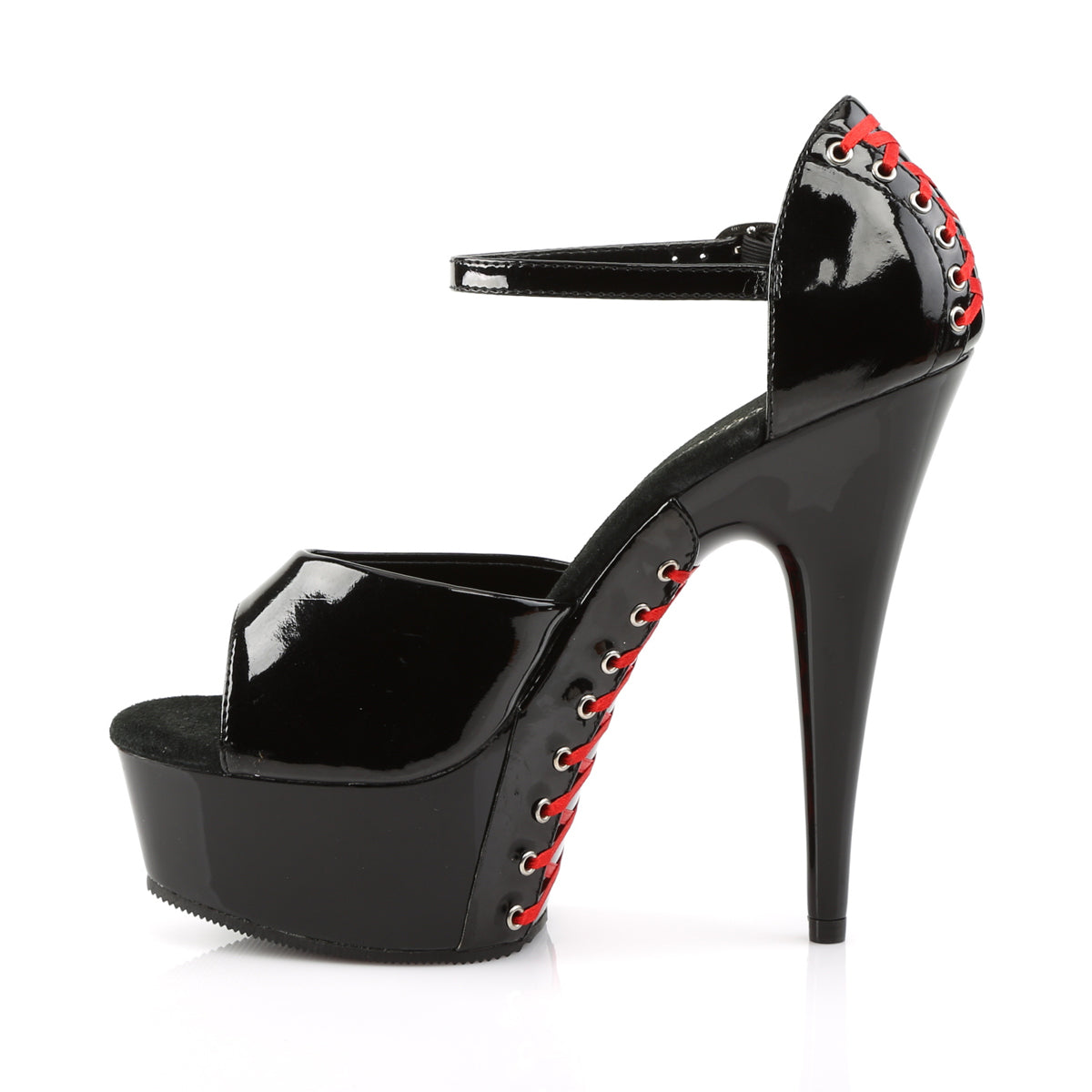 6" Heel, 1 3/4" PF d'Orsay Sandal w/ Corset Lacing (Pleaser DEL660FH/B/M)