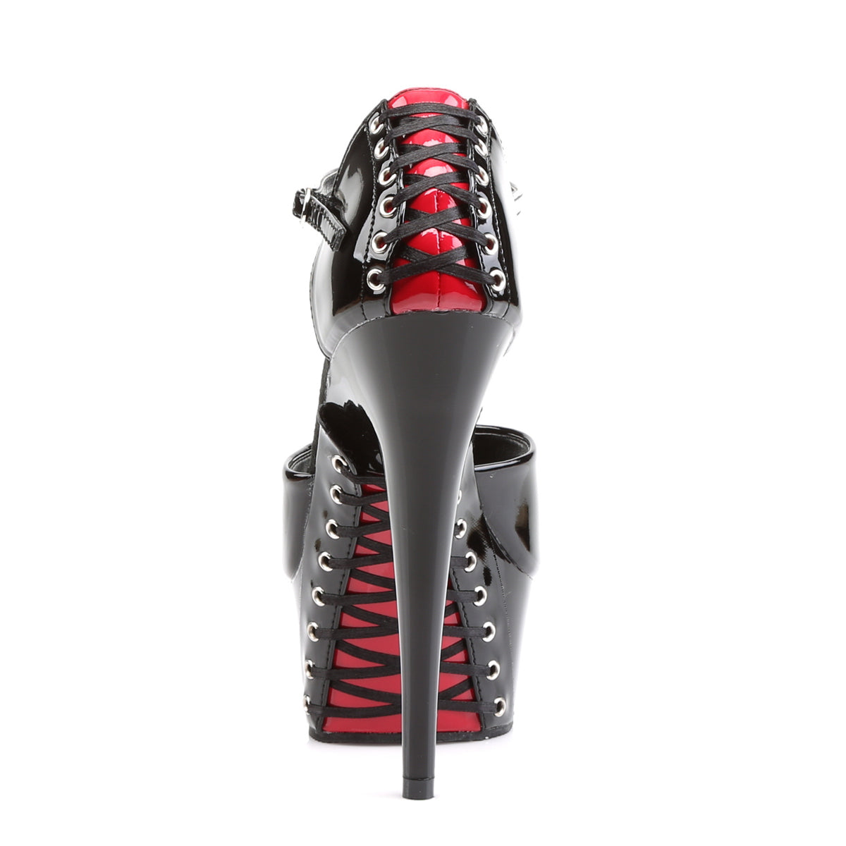 6" Heel, 1 3/4" PF d'Orsay Sandal w/ Corset Lacing (Pleaser DEL660FH/B/M)
