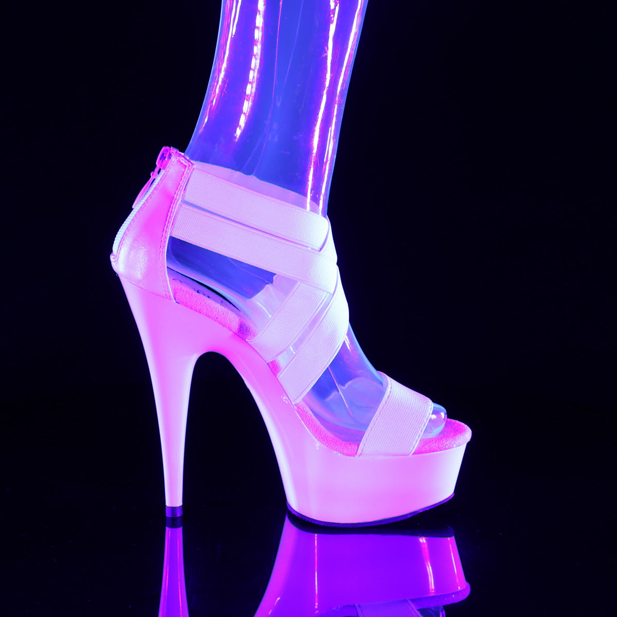 6" Heel, 1 3/4" PF Cross Close Back Sandal, Back Zip (Pleaser DEL669/B/M)