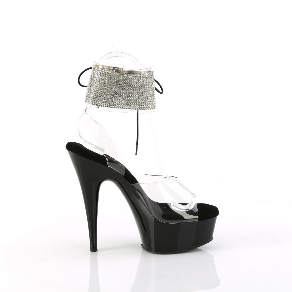 *6" Heel, 1 3/4" PF Ankle Cuff Sandal w/RS (Pleaser DEL691-2RS/C/B)