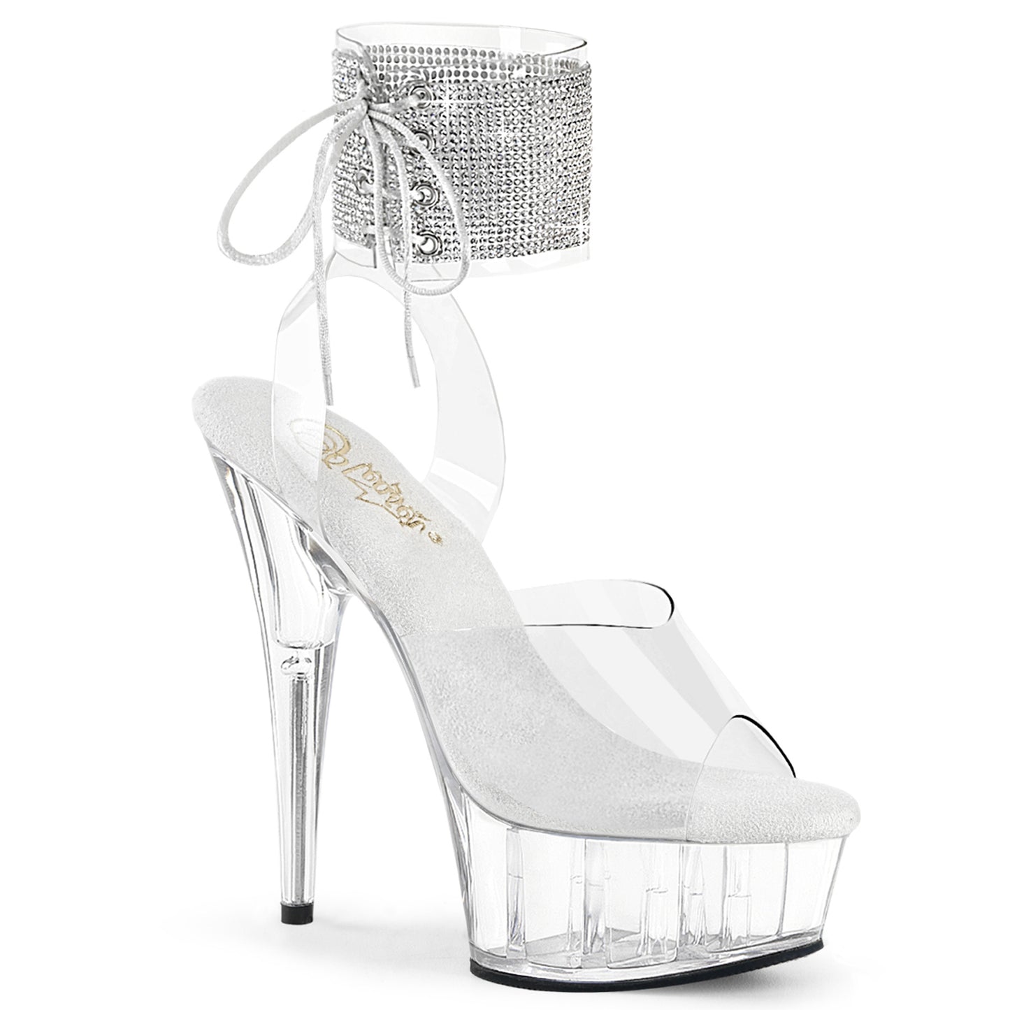 *6" Heel, 1 3/4" PF Ankle Cuff Sandal w/RS (Pleaser DEL691-2RS/C/B)