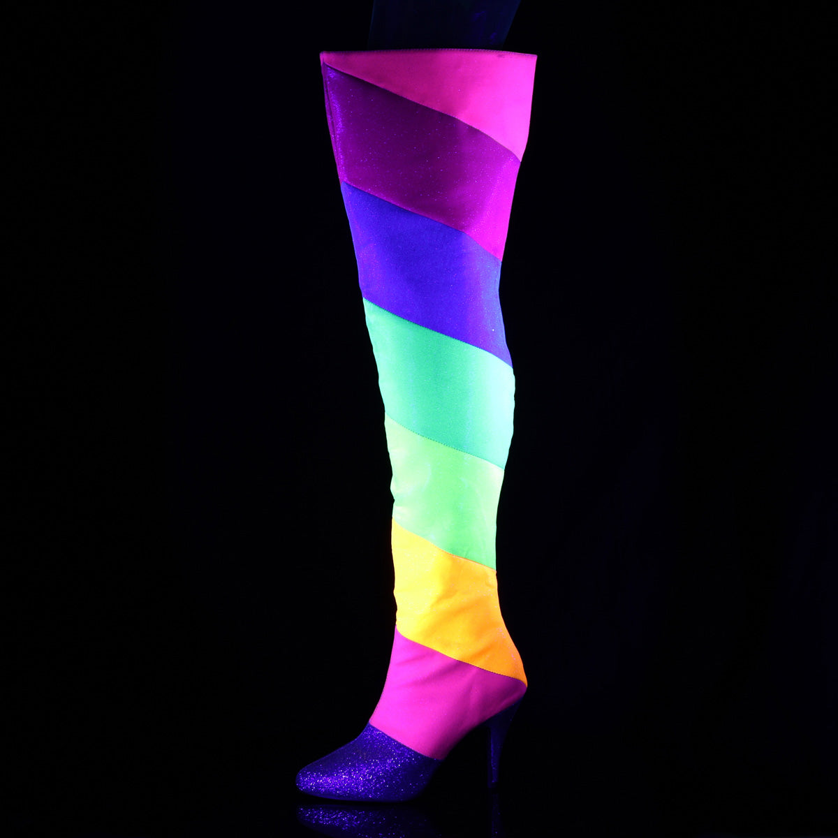 **4" Heel Thigh High Boot, Side Zip (Pleaser Pink Label DRE3012RBG/RBOWG)
