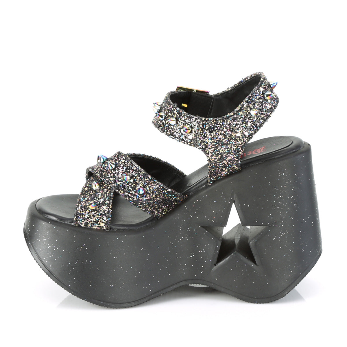 *5" Star Cutout Platform Wedge Ankle Strap Sandal (Demonia DYN02/BMCG)