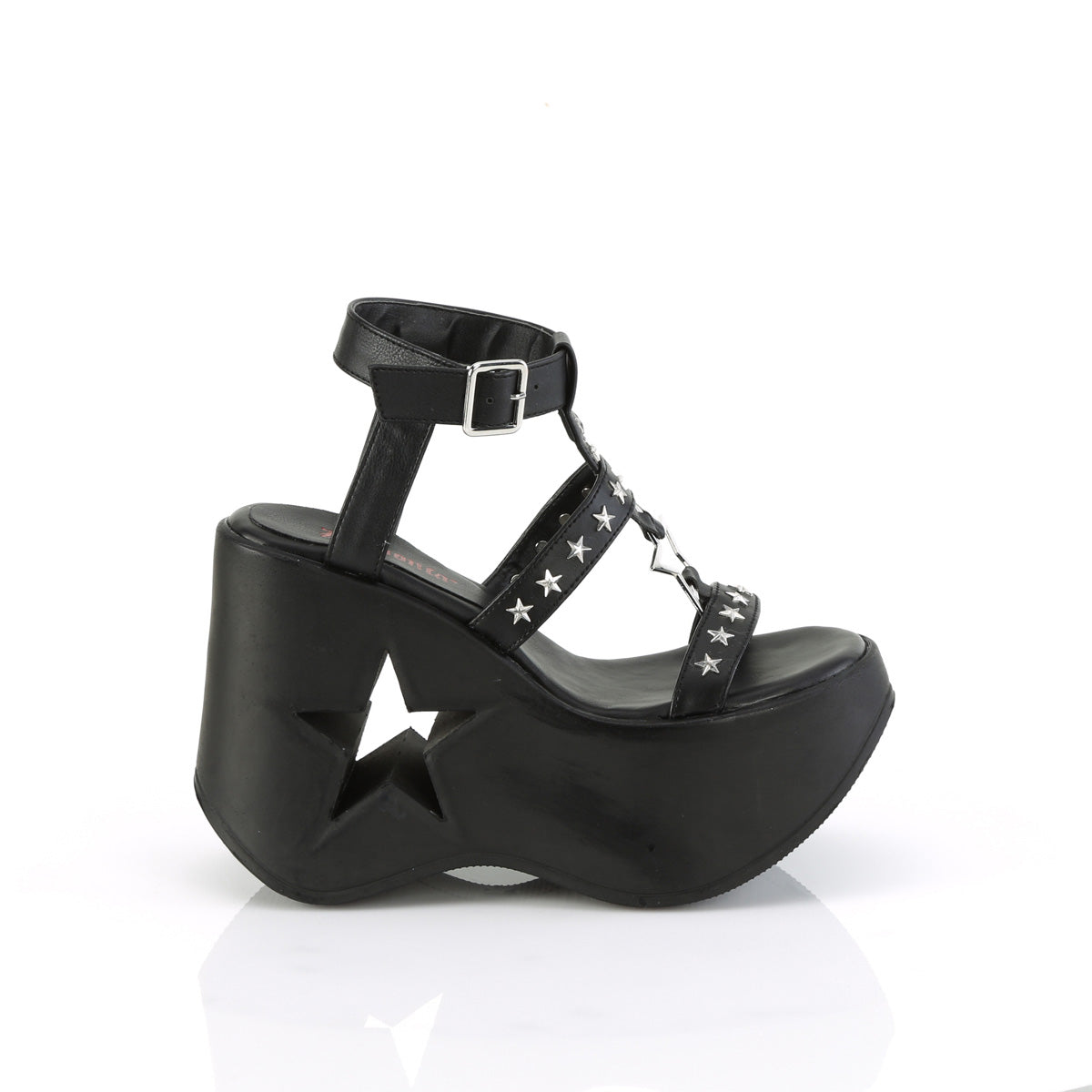 5" Star Cutout PF Wedge Wrap Around Ankle Strap Sandal (Demonia DYN12/BVL)