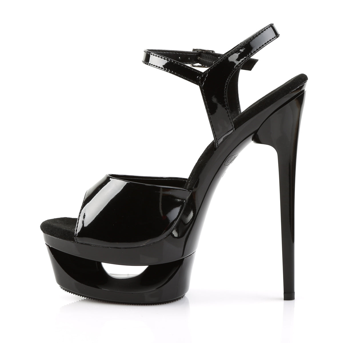 *6 1/2" Heel, 1 3/4" Cut-Out PF Ankle Strap Sandal (Pleaser ECP609/B/M)