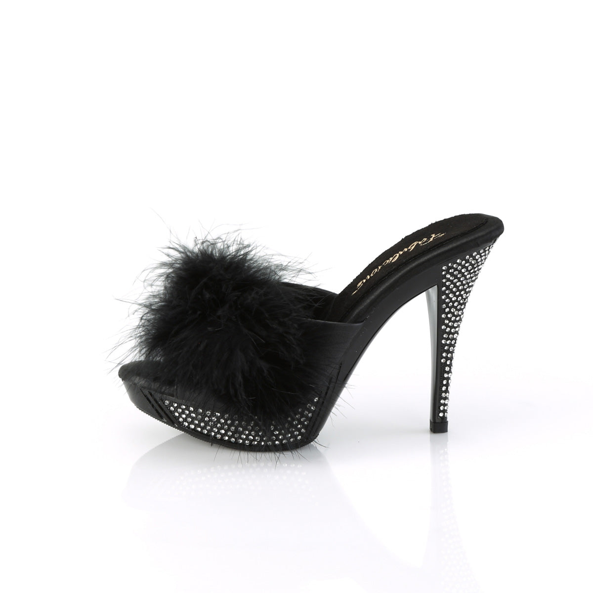 4 1/2" Heel, 1" PF Marabou Fur Slipper (Fabulicious ELEG401F/BPU/M)