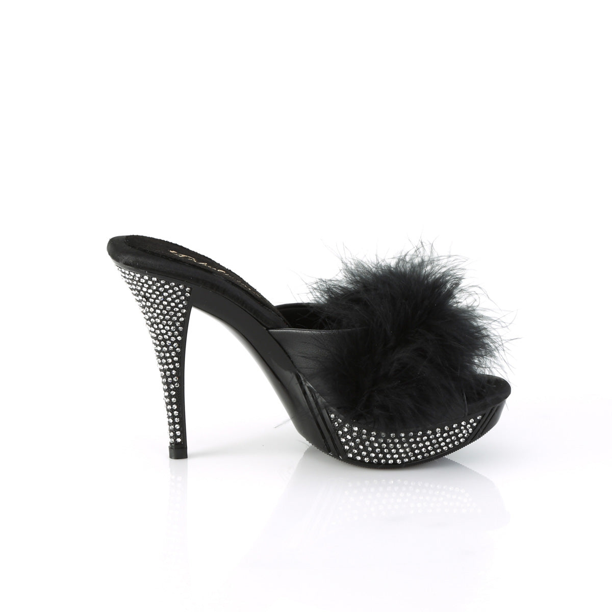 4 1/2" Heel, 1" PF Marabou Fur Slipper (Fabulicious ELEG401F/BPU/M)