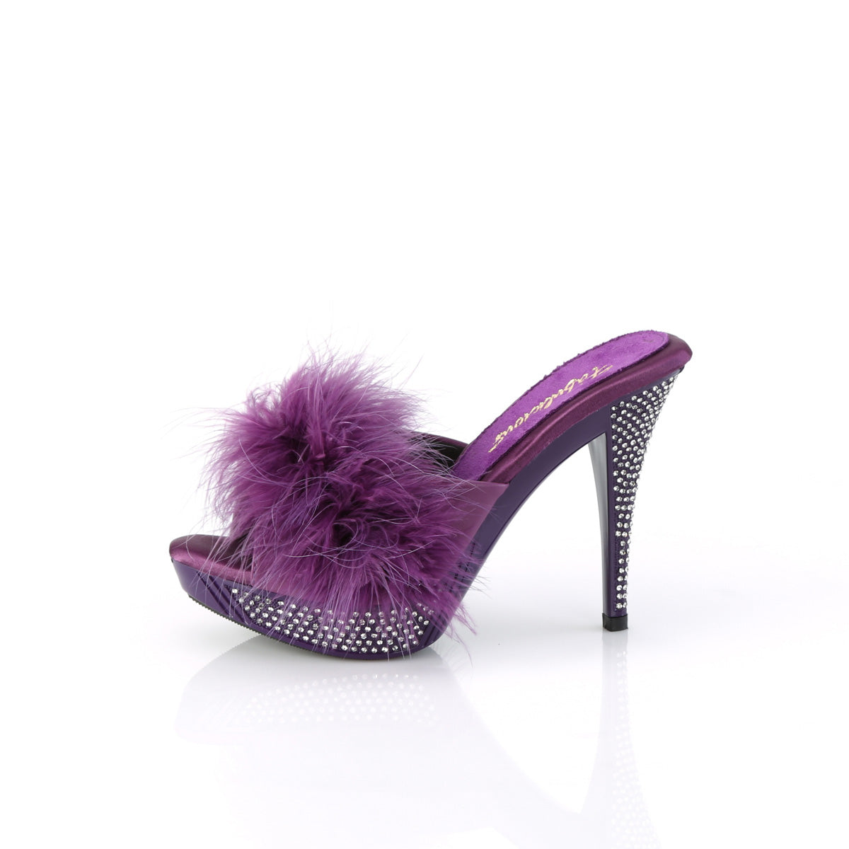 4 1/2" Heel, 1" PF Marabou Fur Slipper (Fabulicious ELEG401F/BPU/M)
