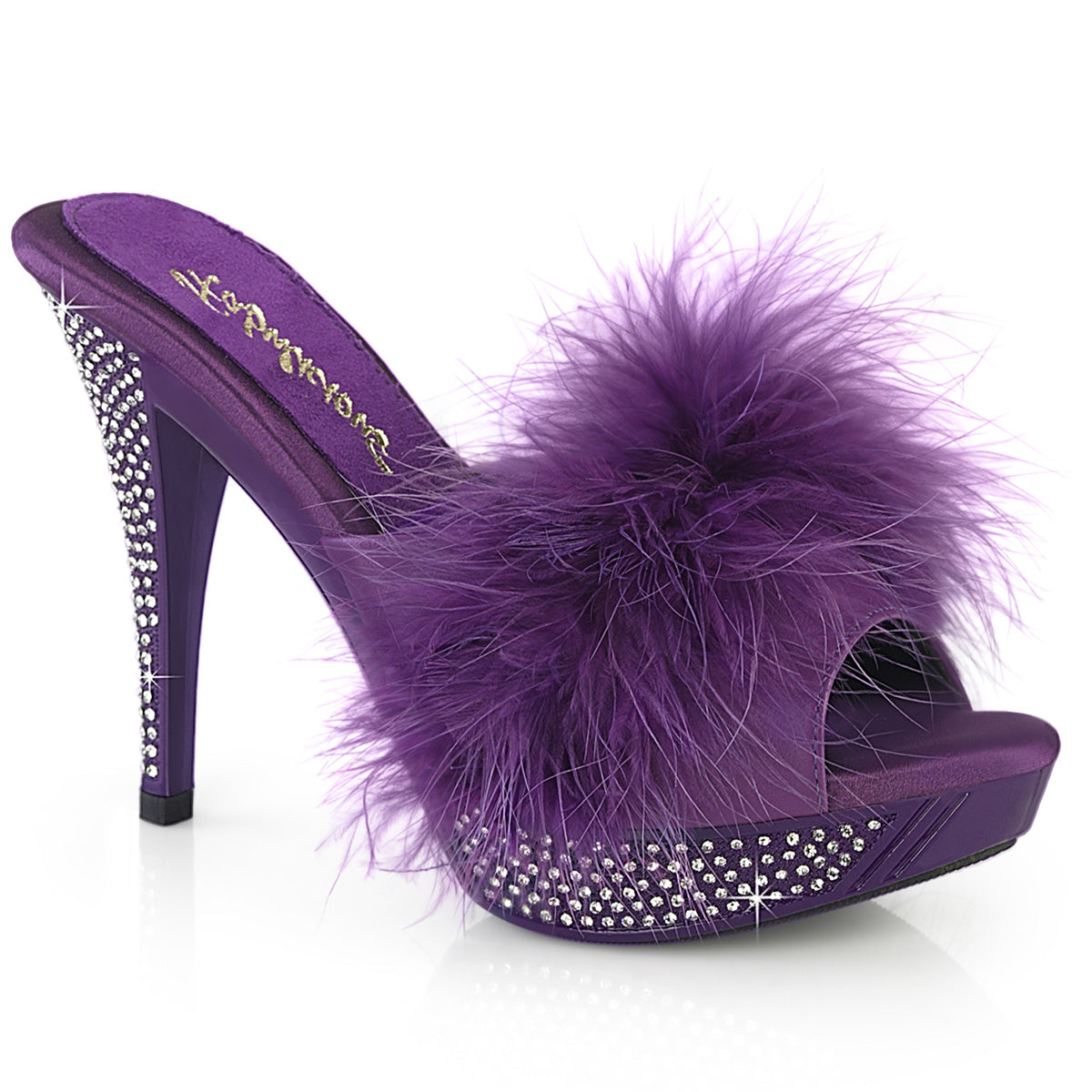 4 1/2" Heel, 1" PF Marabou Fur Slipper (Fabulicious ELEG401F/BPU/M)