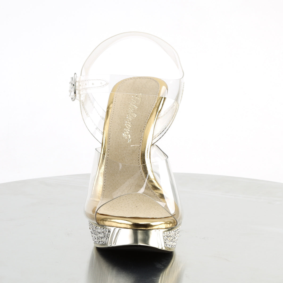 **4 1/2" Heel, 1" PF Ankle Strap Sandal W/ RS (Fabulicious ELEG408/C/GCH)