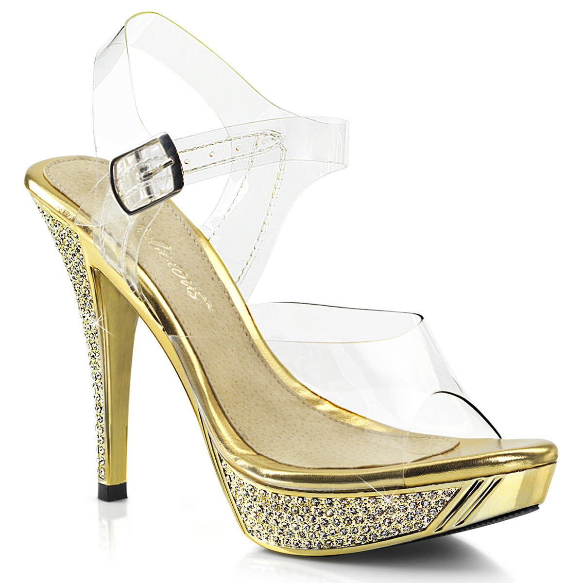**4 1/2" Heel, 1" PF Ankle Strap Sandal W/ RS (Fabulicious ELEG408/C/GCH)