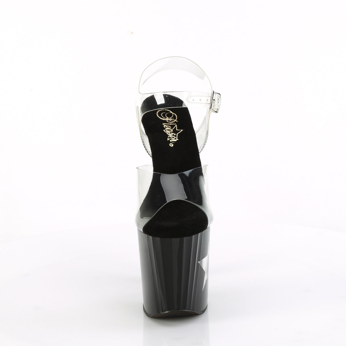 *8" Heel, 3 3/4" PF LED Illuminated Ankle Strap Sandal (Pleaser ENC708LT-STAR/C/B-SG)