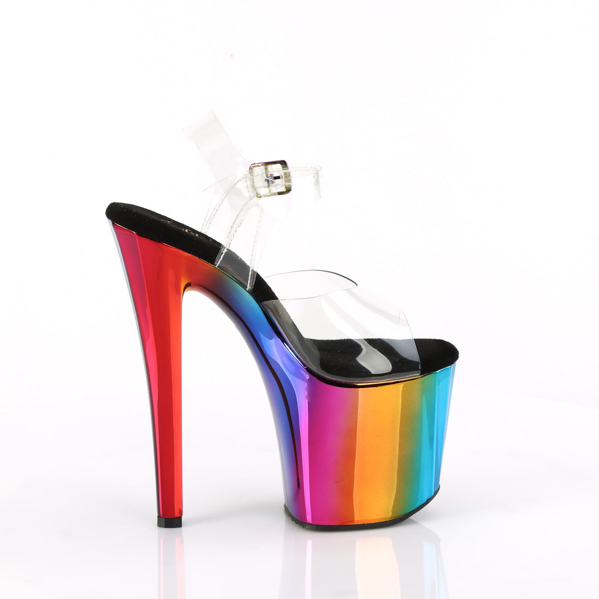 *8" Heel, 3 3/4" PF Ankle Strap Sandal (Pleaser ENC708RC/C/RBOWCH)