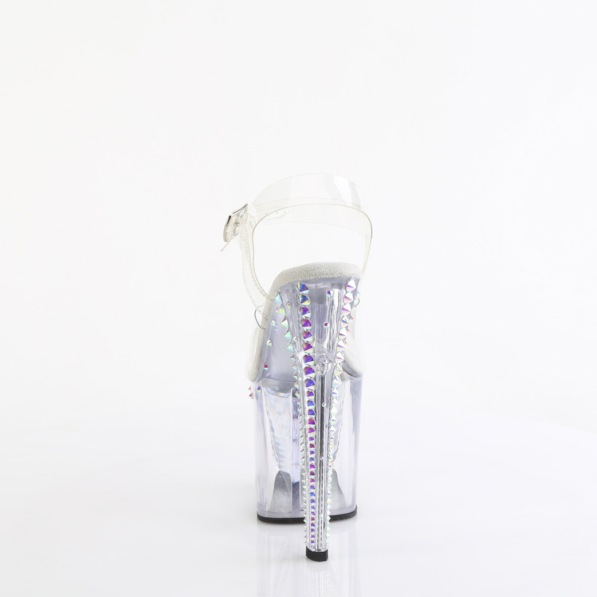 8" Heel, 3 3/4" PF Rhinestone Studded Ankle Strap Sandal (Pleaser ENC708RS-02/C/C-ABRS)