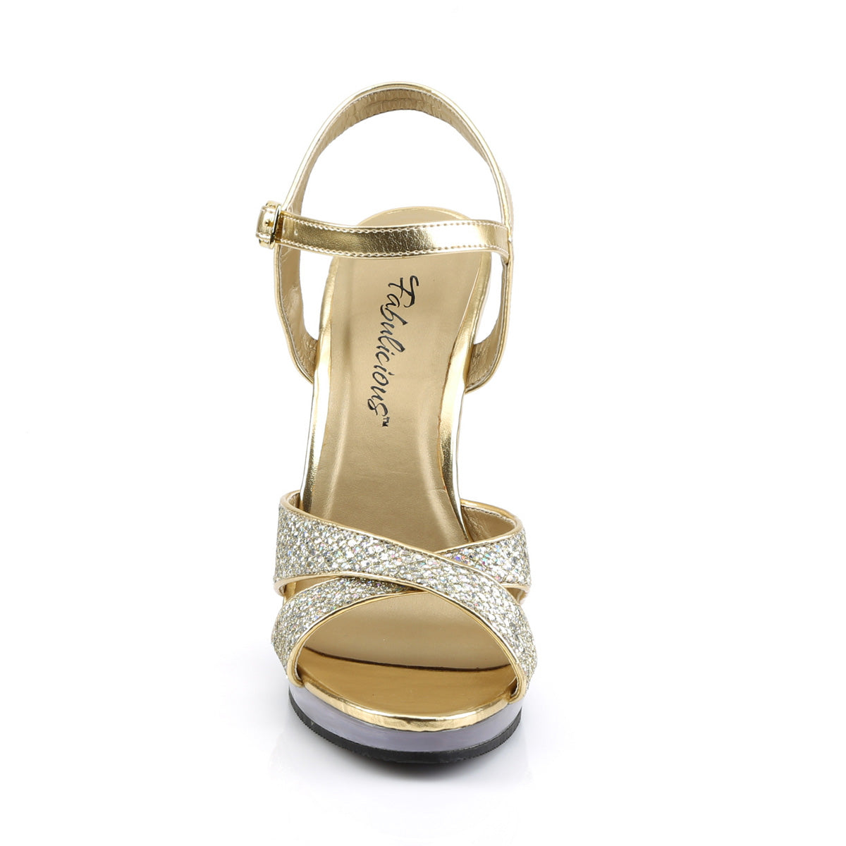 4 1/2" Heel, 1/2" PF Criss Cross Ankle Strap Sandal (Fabulicious FLA419G/G/C)