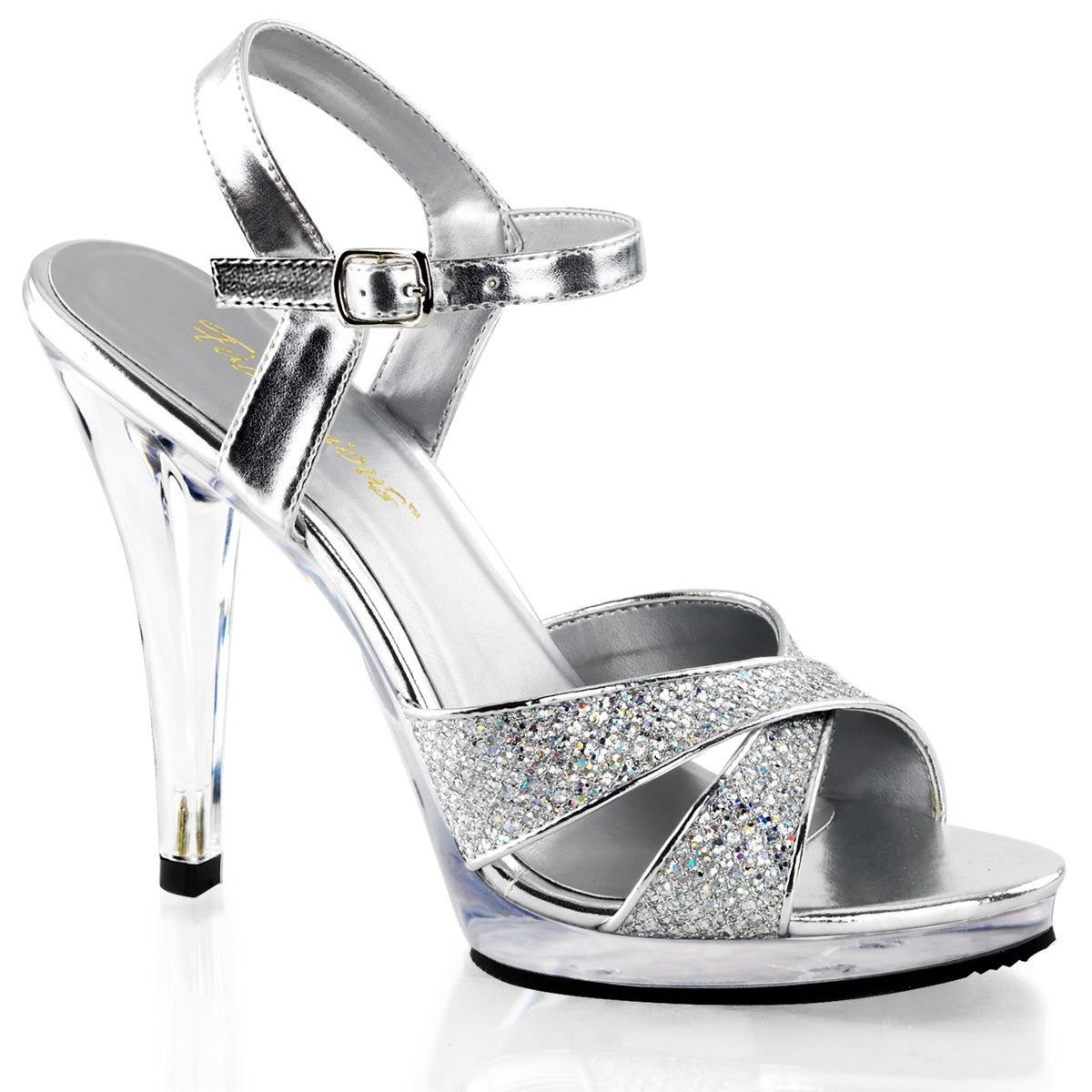 4 1/2" Heel, 1/2" PF Criss Cross Ankle Strap Sandal (Fabulicious FLA419G/G/C)