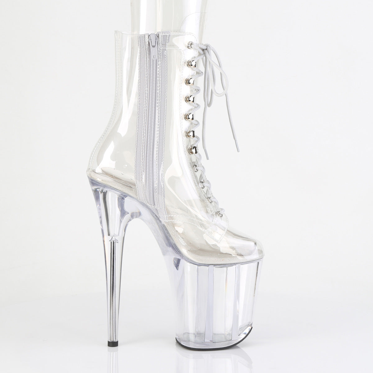 *8" Heel, 4" PF Lace-Up Front Ankle Boot , Side Zip (Pleaser FLAM1020C/C/M)