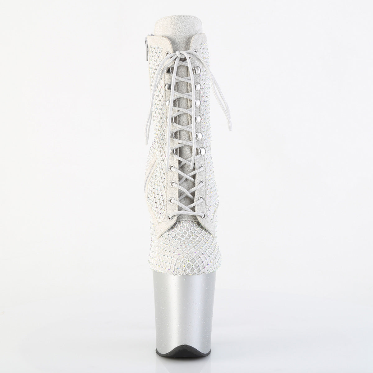 *8" Heel, 4" PF Lace-Up RS Mesh Ankle Boot, Side Zip (Pleaser FLAM1020RM/BFS-RS/M)