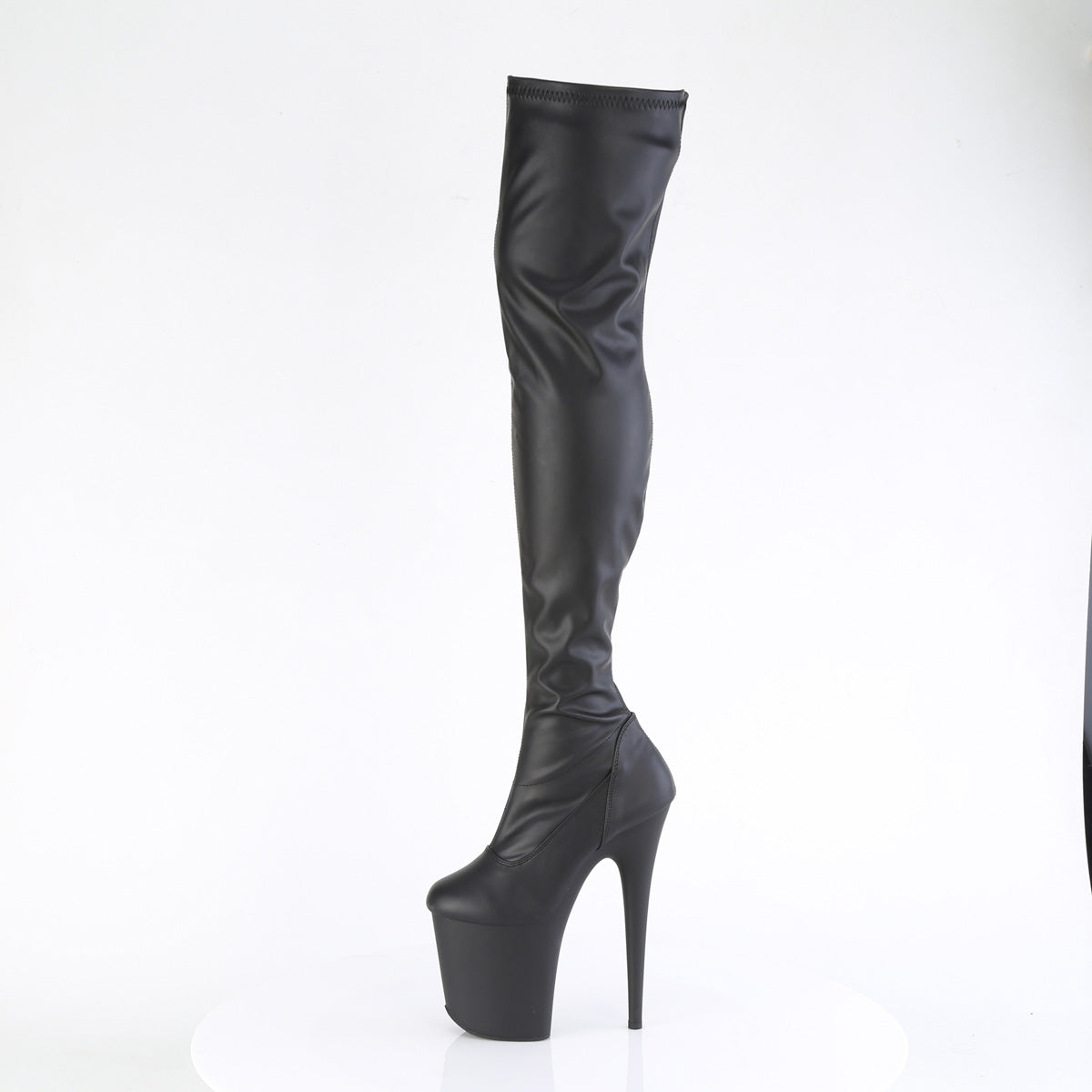 8" Heel, 4" PF Stretch Thigh Boot, Side Zip (Pleaser FLAM3000/BP/M)