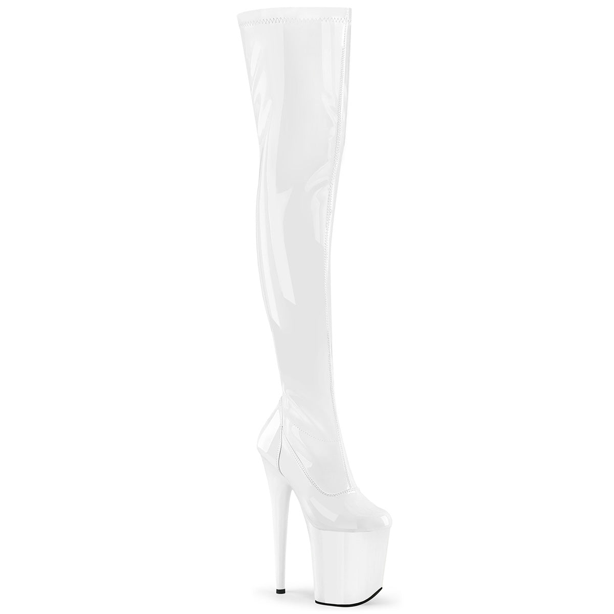 8" Heel, 4" PF Stretch Thigh Boot, Side Zip (Pleaser FLAM3000/BP/M)