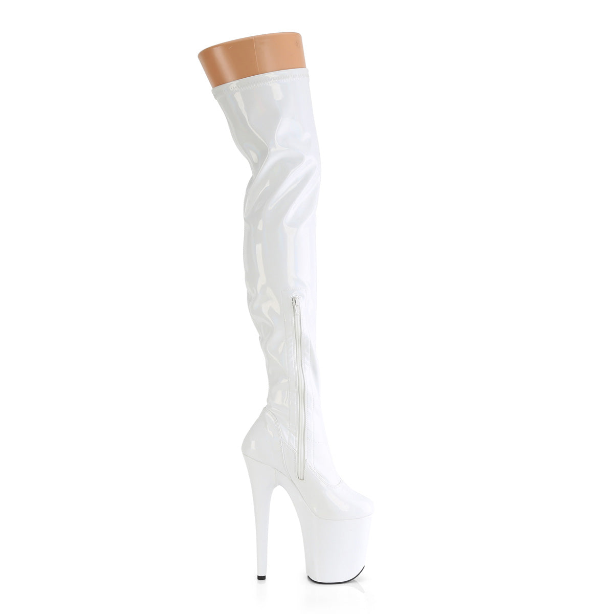 8" Heel, 4" PF Stretch Thigh Boot, Side Zip (Pleaser FLAM3000HWR/BHG/M)