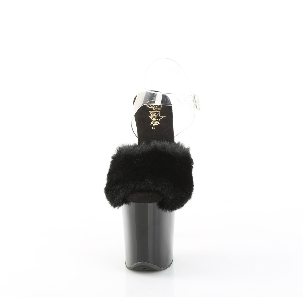 8" Heel, 4" PF Ankle Strap Sandal w/ Fur Upper (Pleaser FLAM808FUR/B/M)