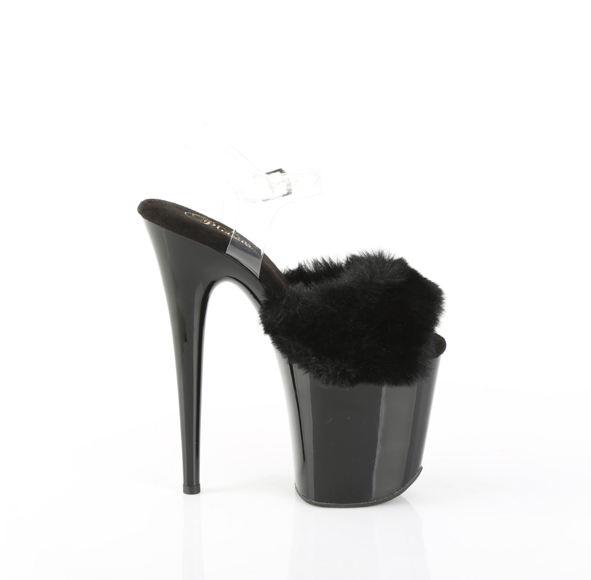 8" Heel, 4" PF Ankle Strap Sandal w/ Fur Upper (Pleaser FLAM808FUR/B/M)