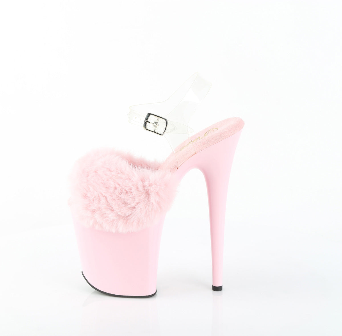 8" Heel, 4" PF Ankle Strap Sandal w/ Fur Upper (Pleaser FLAM808FUR/B/M)