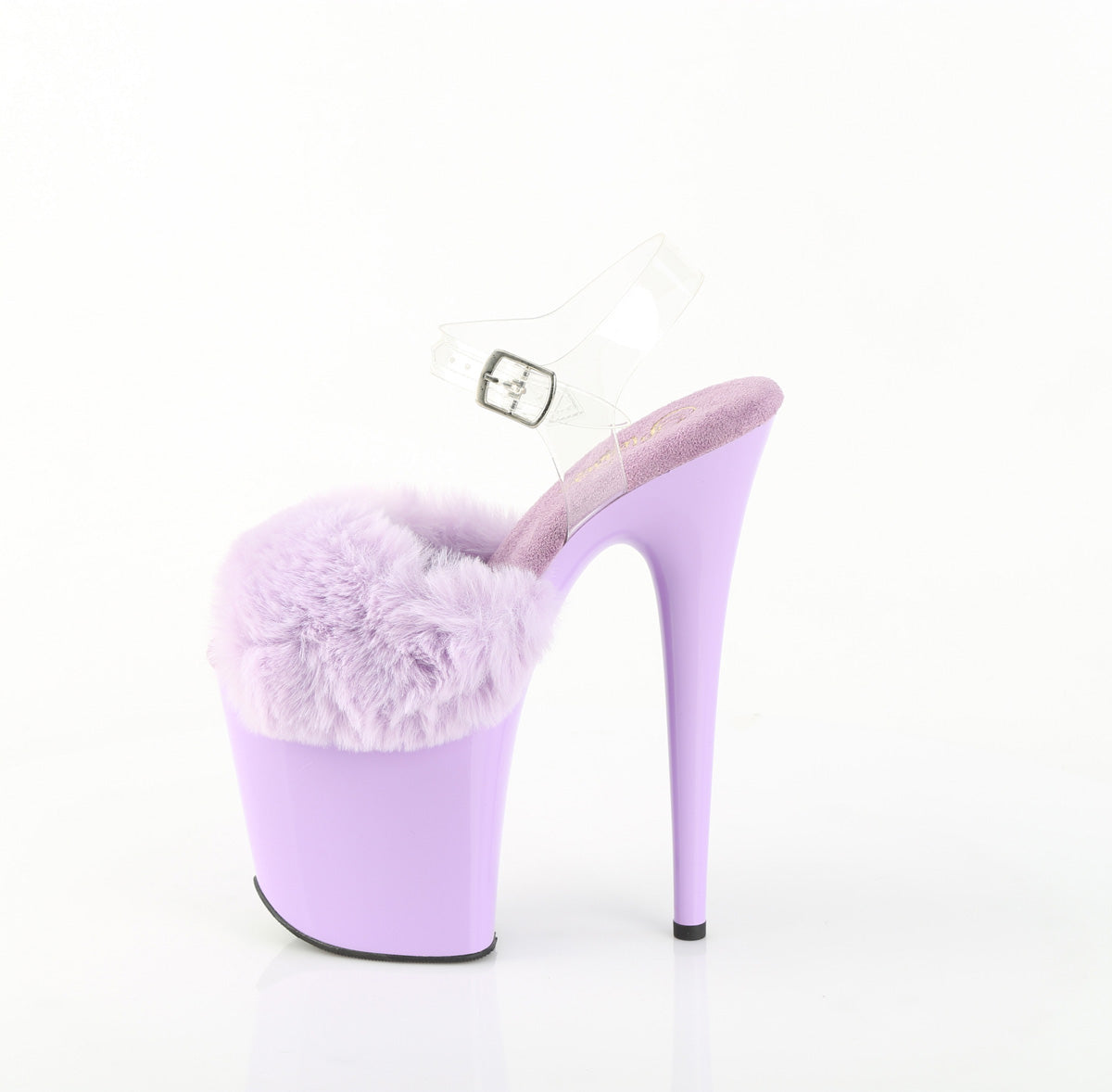 8" Heel, 4" PF Ankle Strap Sandal w/ Fur Upper (Pleaser FLAM808FUR/B/M)