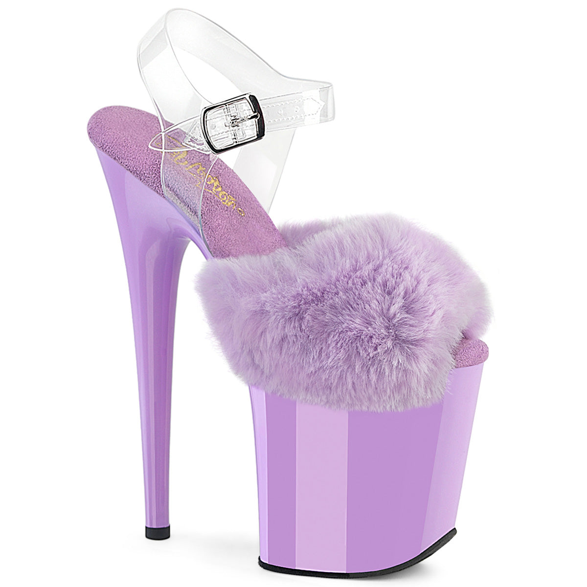 8" Heel, 4" PF Ankle Strap Sandal w/ Fur Upper (Pleaser FLAM808FUR/B/M)