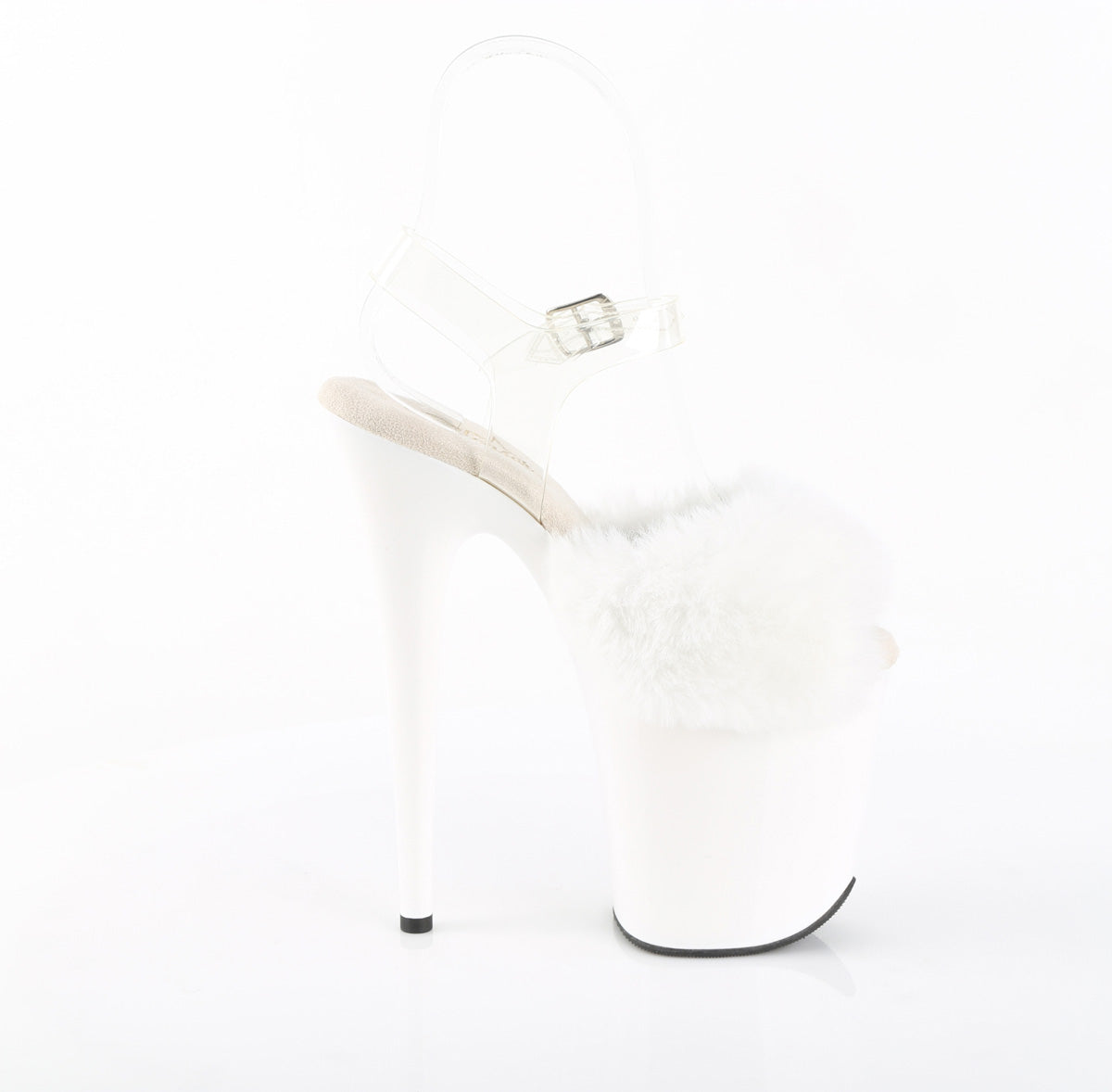 8" Heel, 4" PF Ankle Strap Sandal w/ Fur Upper (Pleaser FLAM808FUR/B/M)