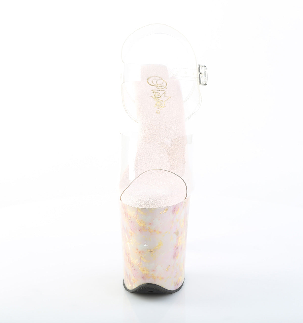 8" Heel, 4" Tinted PF Ankle Strap Sandal (Pleaser FLAM808MB/C/BH-G)