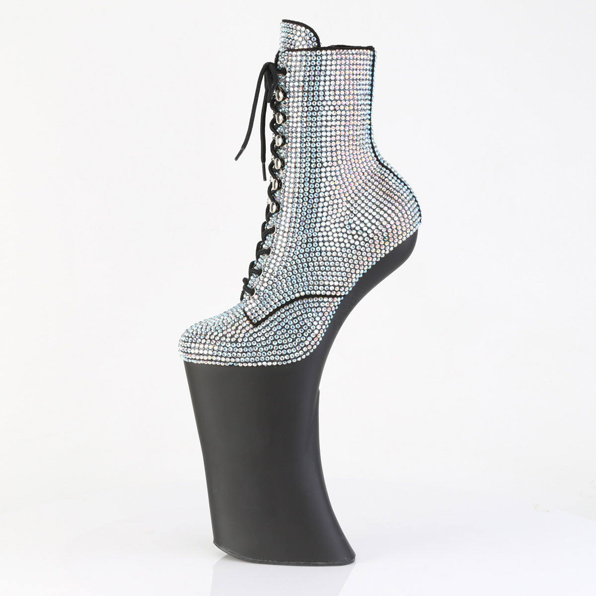 11" Heelless, 6 1/4" PF RS Embellished Ankle Boot, Side Zip (Pleaser FOR1020RS/SRS/B)