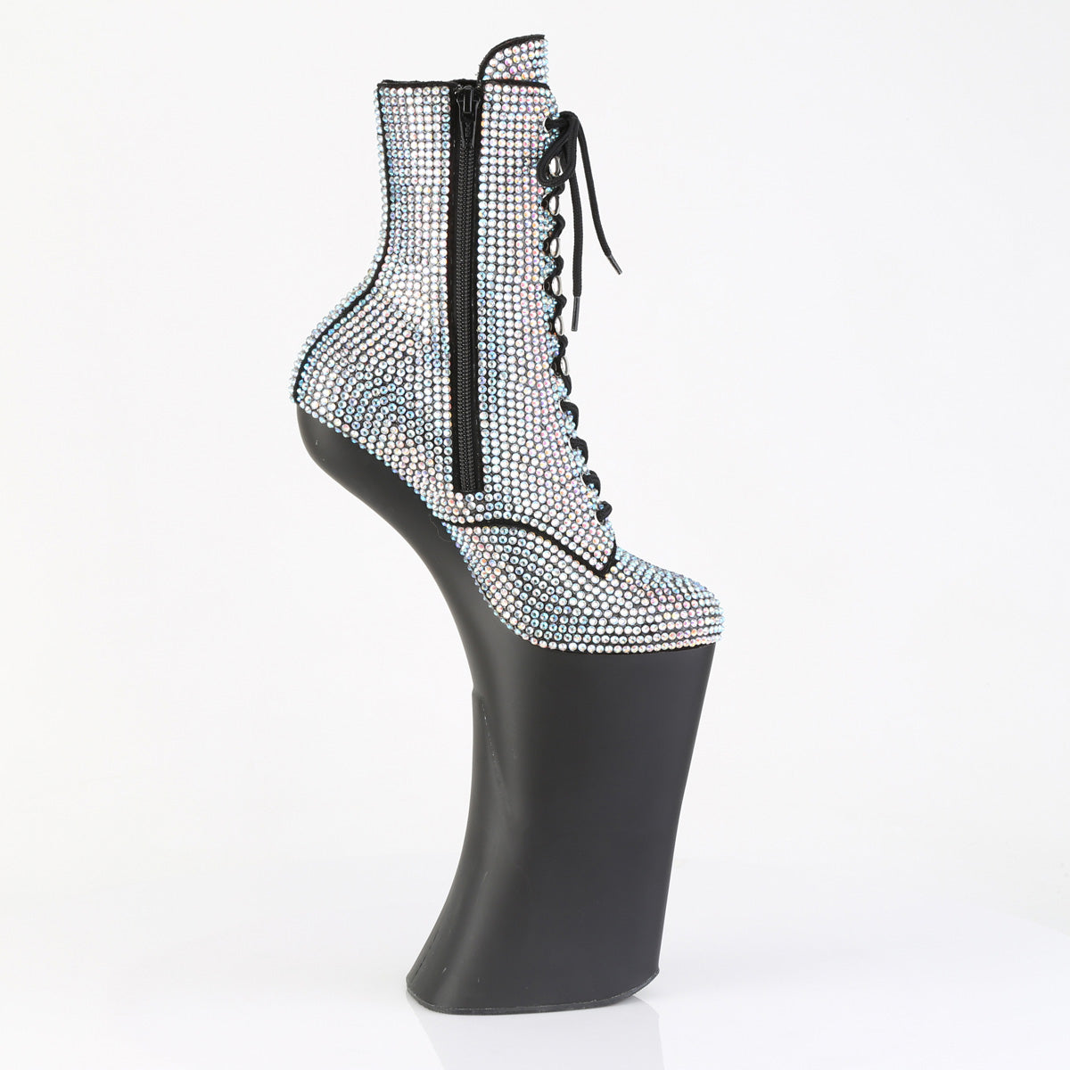 11" Heelless, 6 1/4" PF RS Embellished Ankle Boot, Side Zip (Pleaser FOR1020RS/SRS/B)