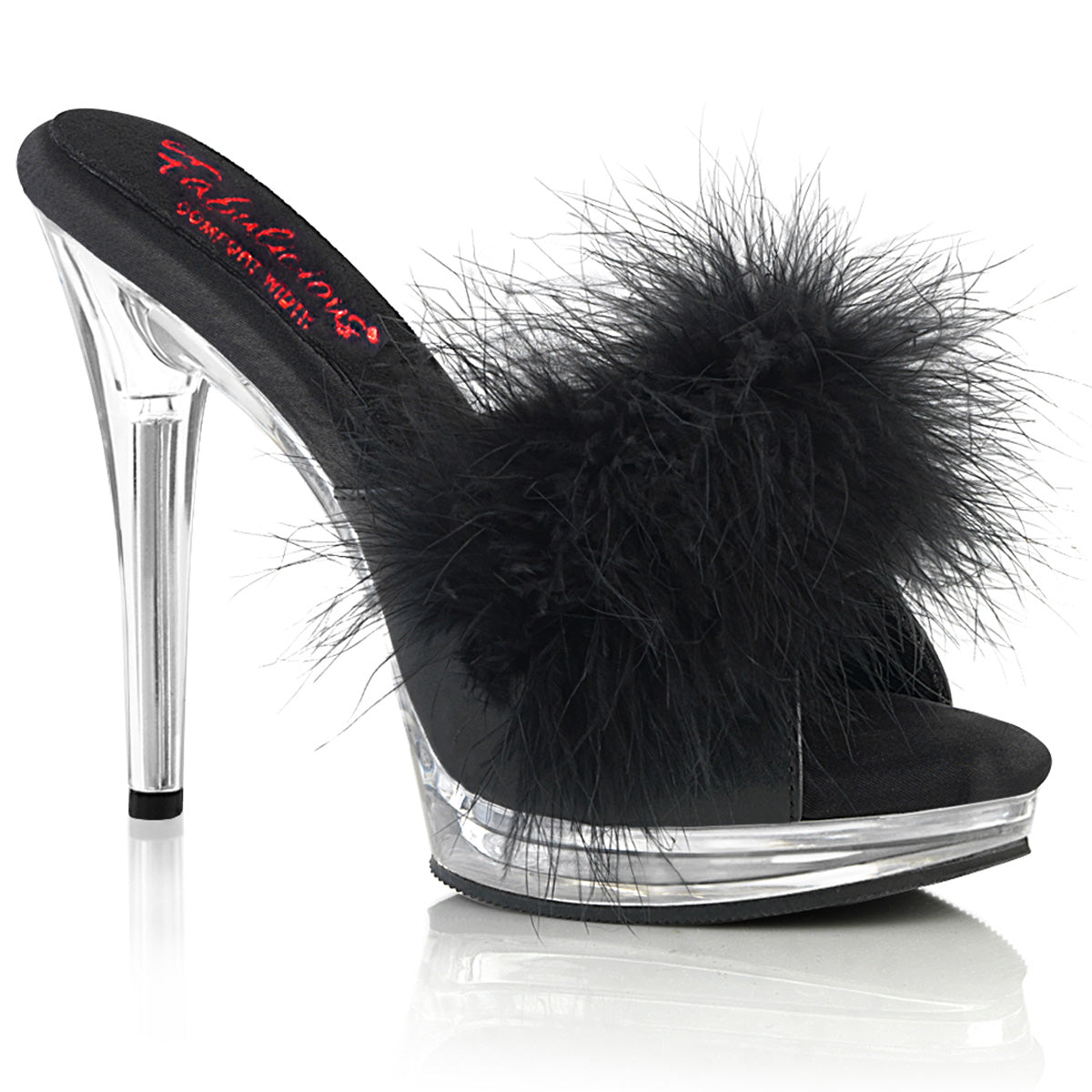 *5" Heel, 3/4" PF Marabou Slipper (Fabulicious GLORY501F-8/BPPU/C)